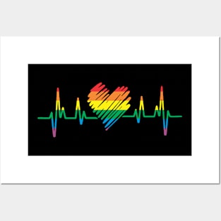 Pansexual Flag Heartbeat LGBTQ Posters and Art